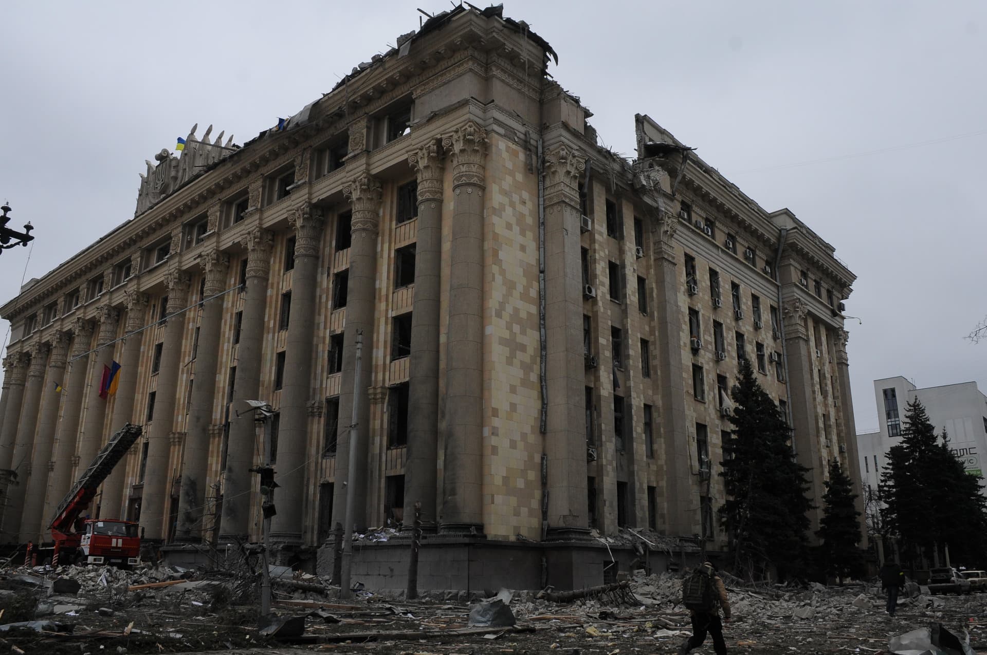 Kharkiv Regional State Administration after rocket attacks by Russian occupying military