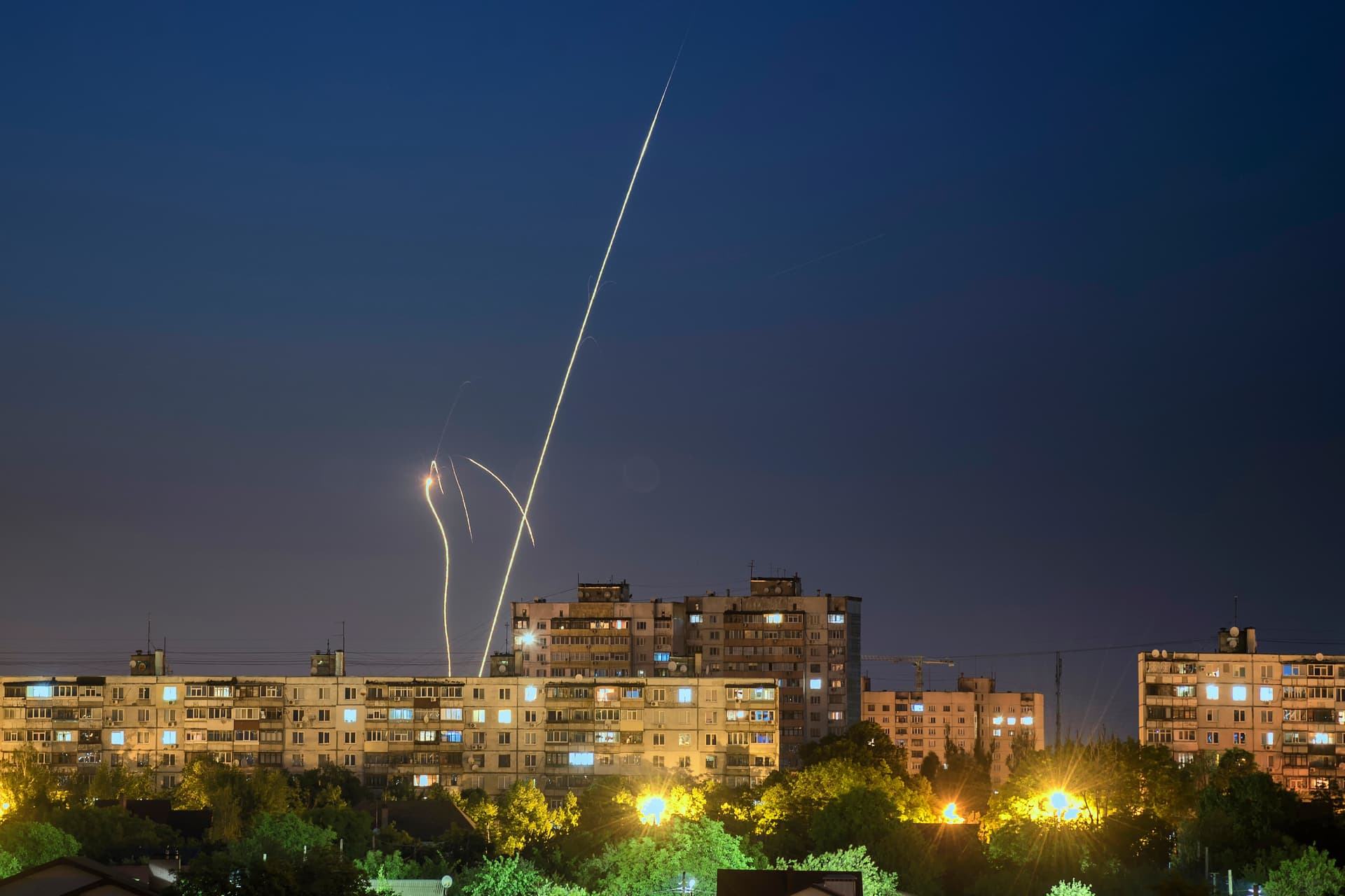 Russian rockets are launched against Ukraine from Russia's Belgorod region, seen from Kharkiv
