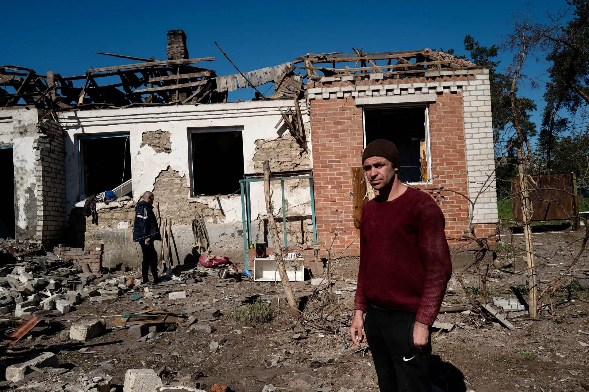 Surveying the damage in Malotaranivka