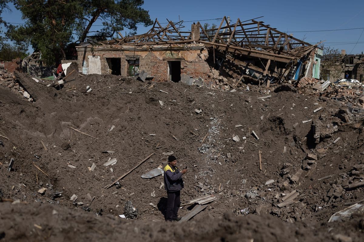 bomb crater in Malotaranivka