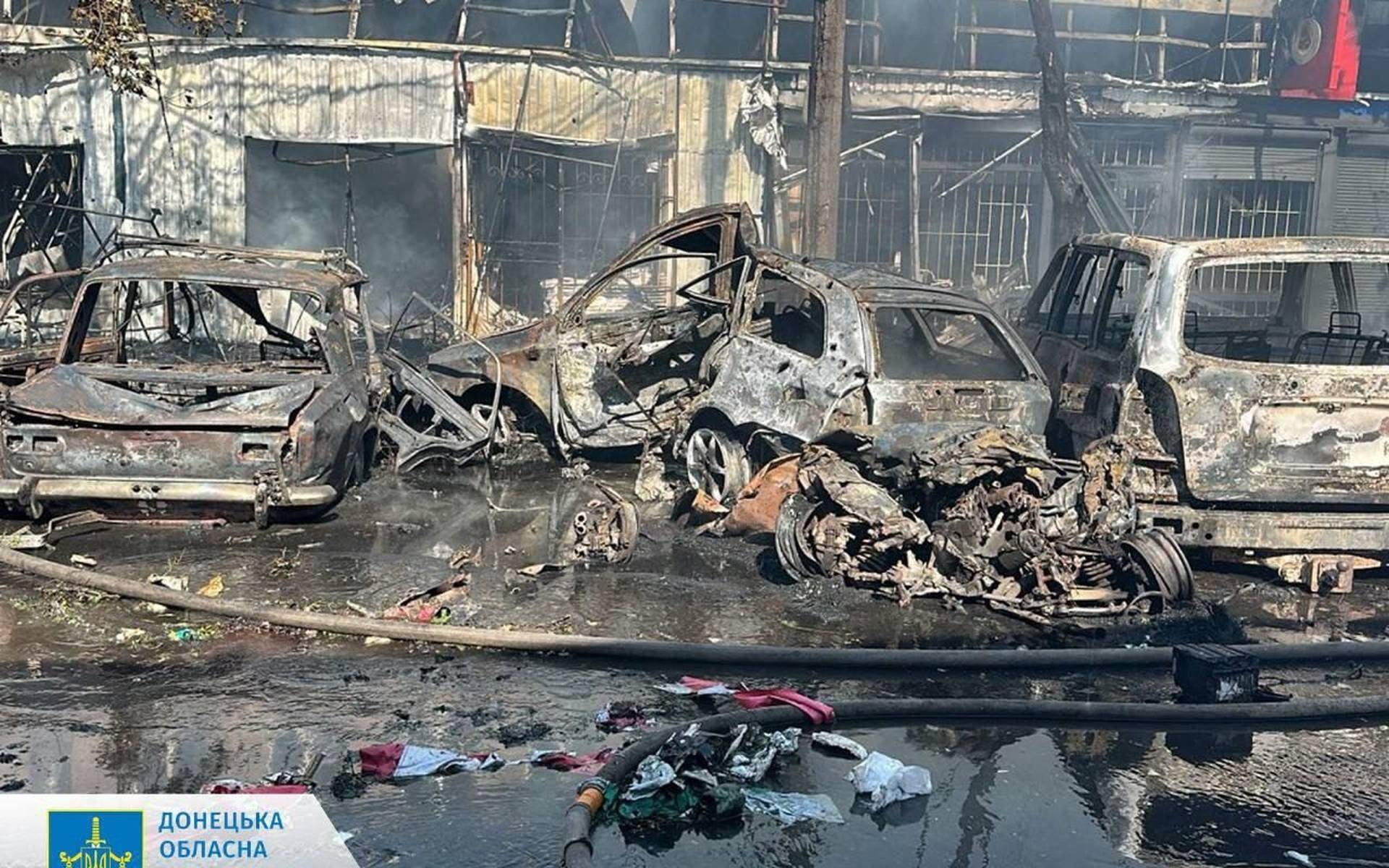 Aftermath of strike in Kostyantynivka where at least 31 people were injured