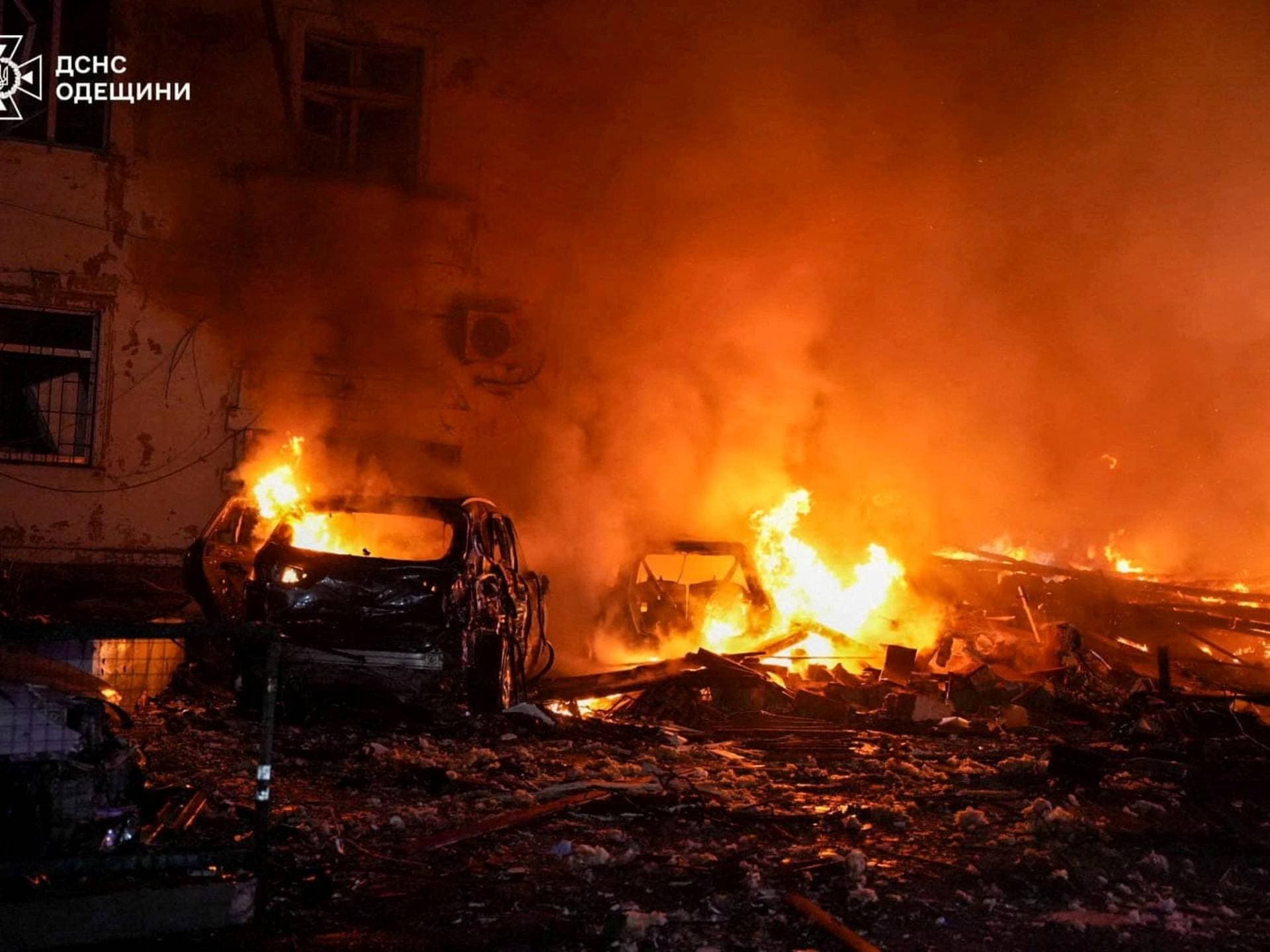 Site of a Russian drone strike, in Odesa