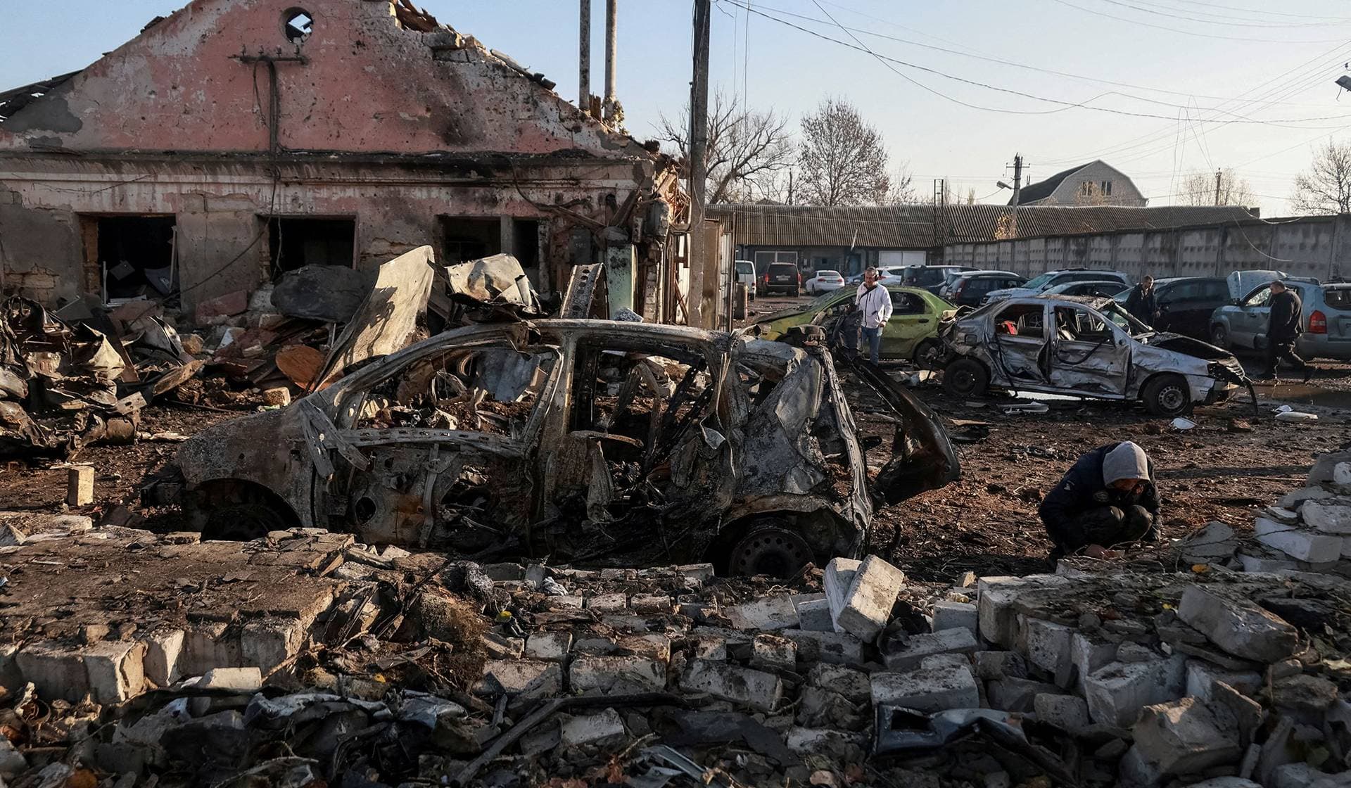 Site of the Russian drone strike in Odesa