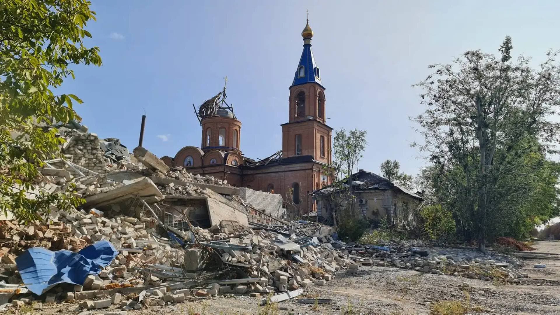 Rubble dots the landscape in Orikhiv